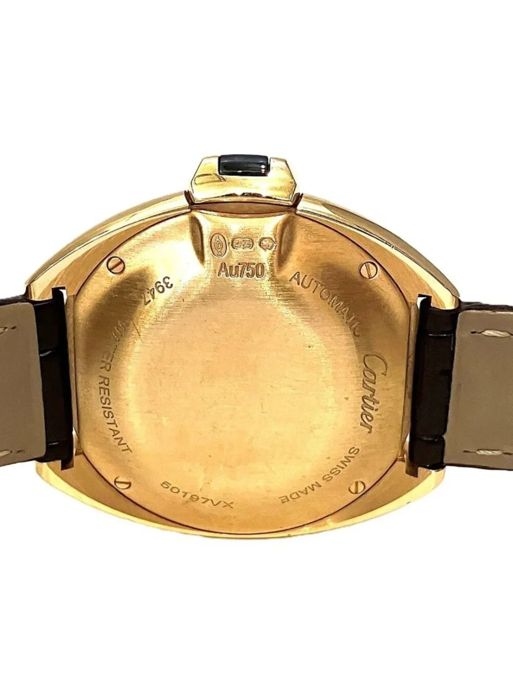 Cartier Cles Watch Gross 18k Leather Automatic Winding White Dial